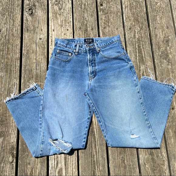 Vintage 90s B.U.M. Equipment Distressed Straight Leg Dad Boyfriend Jeans - Picture 2 of 13